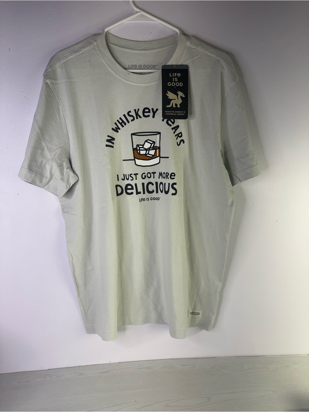 Life is Good Mens Large Whiskey Years Crusher Tee